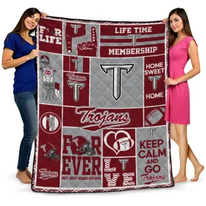 customized troy trojans helmet passion red quilt blanket best selling