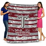 customized troy trojans layered florals red white quilt blanket best selling