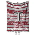 customized troy trojans layered florals red white quilt blanket best selling