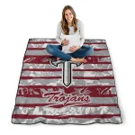customized troy trojans layered florals red white quilt blanket best selling