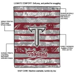 customized troy trojans layered florals red white quilt blanket best selling