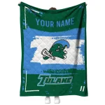 customized tulane green wave grunge patch green white quilt blanket best selling