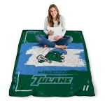 customized tulane green wave grunge patch green white quilt blanket best selling
