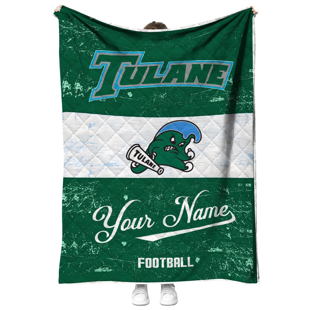 customized tulane green wave hibiscus burst green white quilt blanket fashion forward