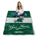 customized tulane green wave hibiscus burst green white quilt blanket best selling