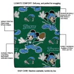 customized tulane green wave mickey football green quilt blanket best selling