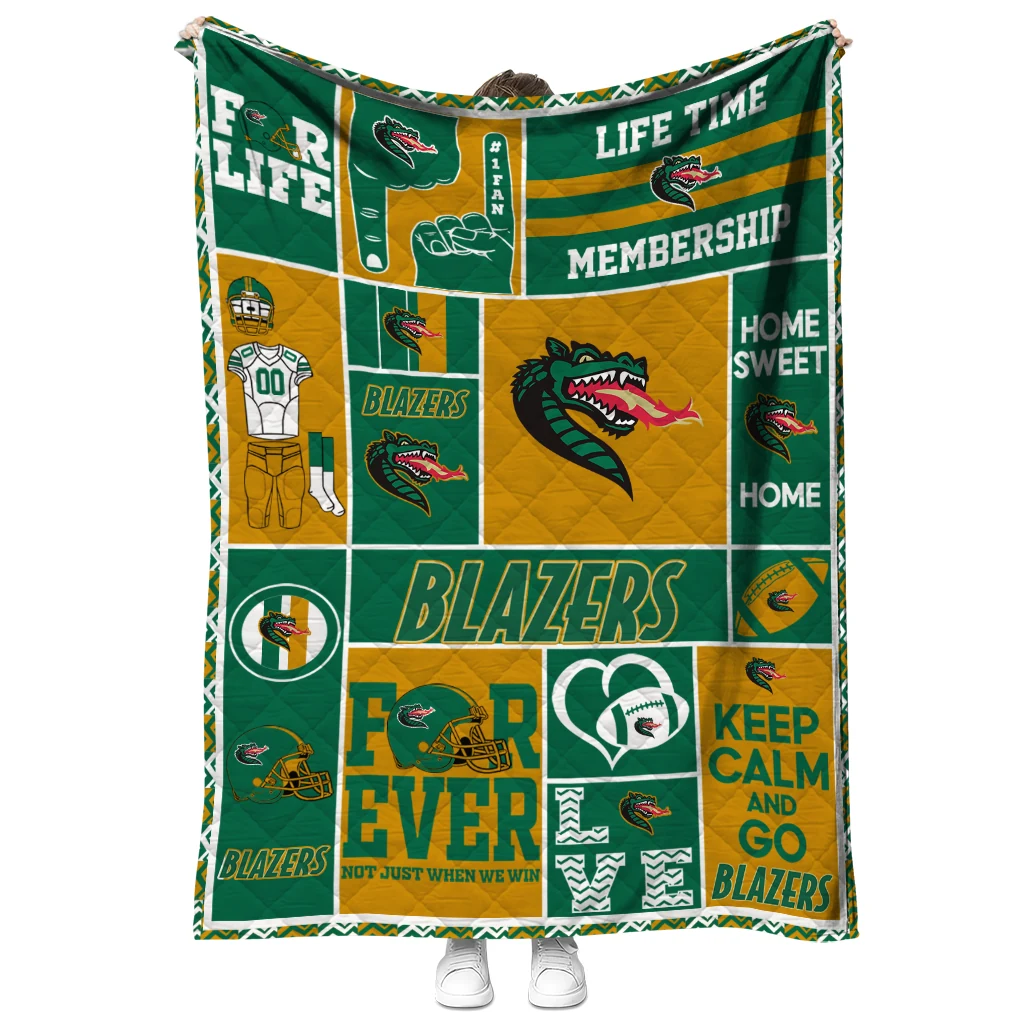 customized uab blazers helmet passion green quilt blanket fashion forward