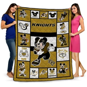 customized ucf knights mickey crimson gold white quilt blanket best selling