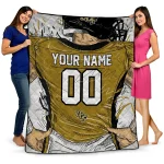 customized ucf knights player sketch gold gray quilt blanket best selling