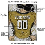 customized ucf knights player sketch gold gray quilt blanket best selling