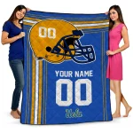 customized ucla bruins helmet theme blue quilt blanket best selling