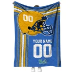customized ucla bruins helmet theme blue quilt blanket best selling
