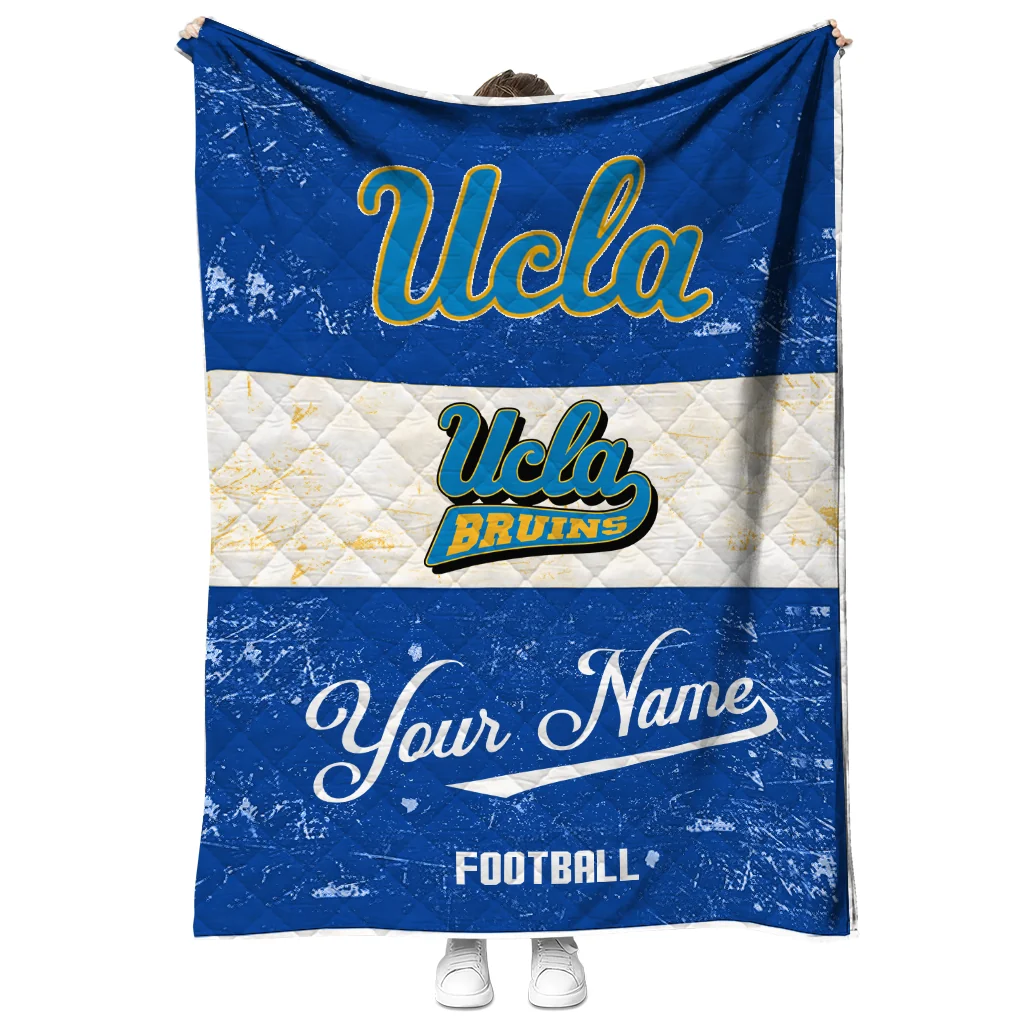 customized ucla bruins hibiscus burst blue white quilt blanket fashion forward