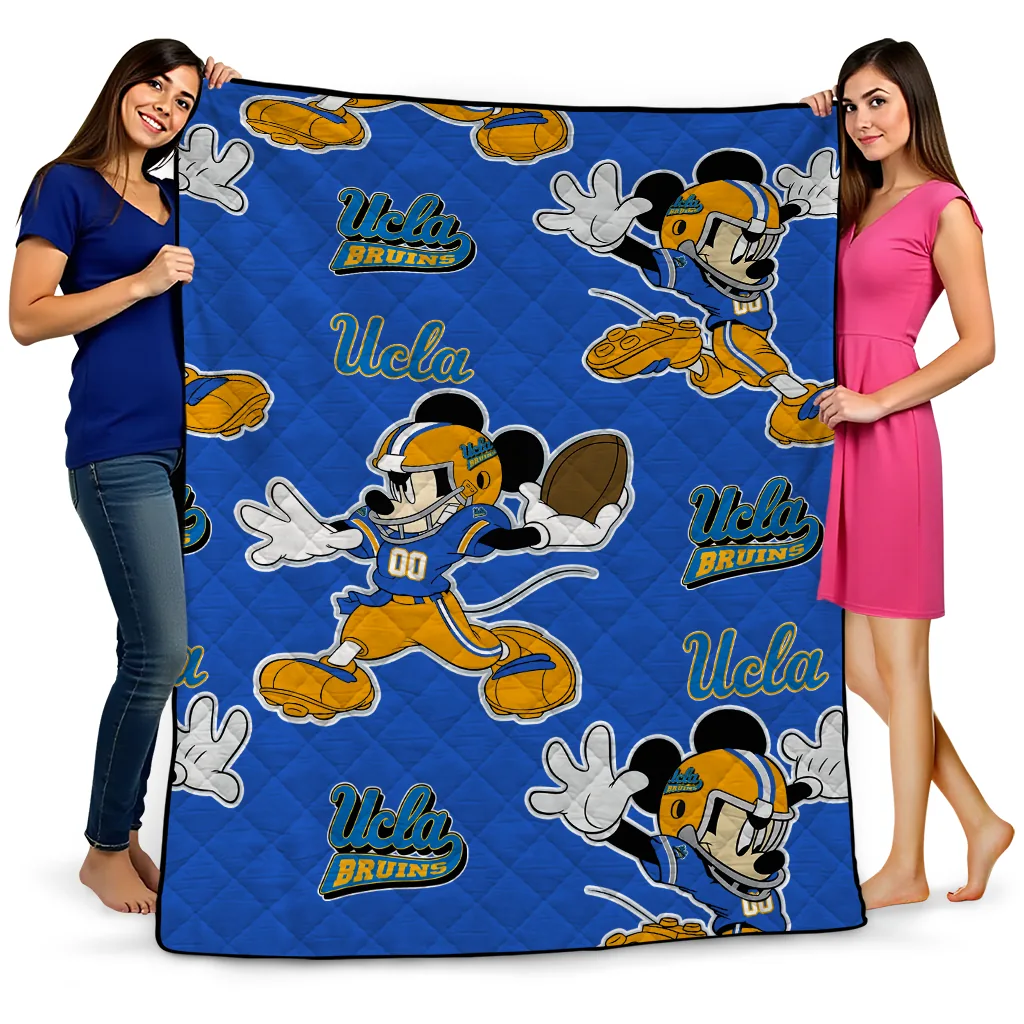 customized ucla bruins mickey football blue quilt blanket best selling