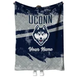 customized uconn huskies brushstroke layers blue quilt blanket best selling