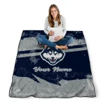 customized uconn huskies brushstroke layers blue quilt blanket best selling