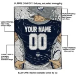 customized uconn huskies player sketch blue gray quilt blanket best selling