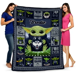 customized uconn huskies yody baby pattern blue quilt blanket best selling