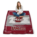 customized umass minutemen grunge patch red white quilt blanket best selling