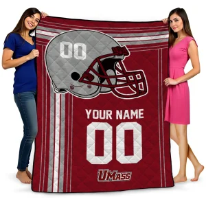 customized umass minutemen helmet theme red quilt blanket best selling