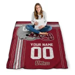 customized umass minutemen helmet theme red quilt blanket best selling