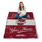 customized umass minutemen hibiscus burst red white quilt blanket best selling
