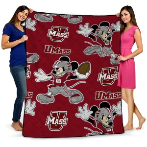 customized umass minutemen mickey football red quilt blanket best selling