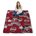 customized umass minutemen mickey football red quilt blanket best selling