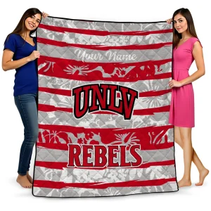 customized unlv rebels layered florals red white quilt blanket best selling