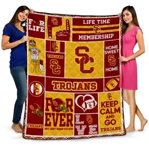 customized usc trojans helmet passion red quilt blanket best selling