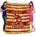 customized usc trojans layered florals red white quilt blanket best selling