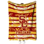 customized usc trojans layered florals red white quilt blanket best selling