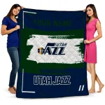 customized utah jazz grunge patch navy white quilt blanket best selling
