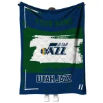 customized utah jazz grunge patch navy white quilt blanket best selling