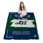 customized utah jazz grunge patch navy white quilt blanket best selling