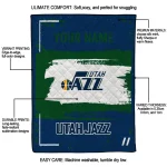 customized utah jazz grunge patch navy white quilt blanket best selling