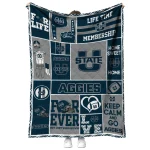 customized utah state aggies helmet passion navy quilt blanket best selling