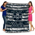 customized utah state aggies layered florals navy white quilt blanket best selling