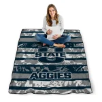 customized utah state aggies layered florals navy white quilt blanket best selling