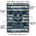 customized utah state aggies layered florals navy white quilt blanket best selling