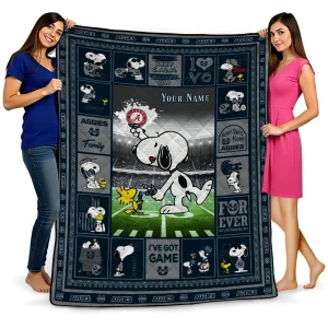 customized utah state aggies snoopy coach navy quilt blanket best selling
