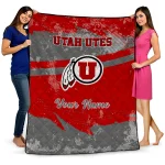 customized utah utes brushstroke layers red quilt blanket best selling