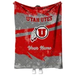 customized utah utes brushstroke layers red quilt blanket best selling