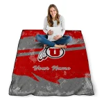 customized utah utes brushstroke layers red quilt blanket best selling