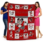 customized utah utes mickey crimson red white quilt blanket best selling