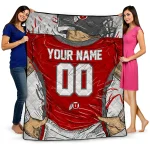 customized utah utes player sketch red gray quilt blanket best selling