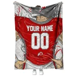 customized utah utes player sketch red gray quilt blanket best selling