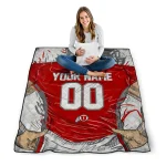 customized utah utes player sketch red gray quilt blanket best selling