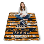 customized utep miners layered florals blue white quilt blanket best selling
