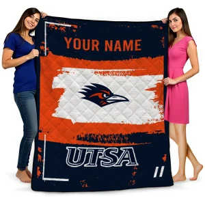 customized utsa roadrunners grunge patch orange white quilt blanket best selling